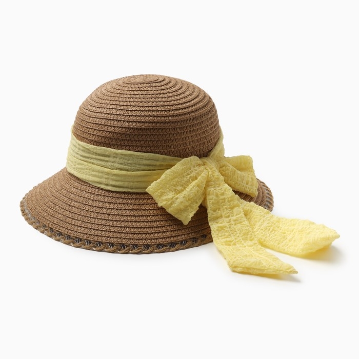 Шляпа для девочки Шляпа для девочки "Принцесса" MINAKU, р-р 52, цв.светло-коричневый