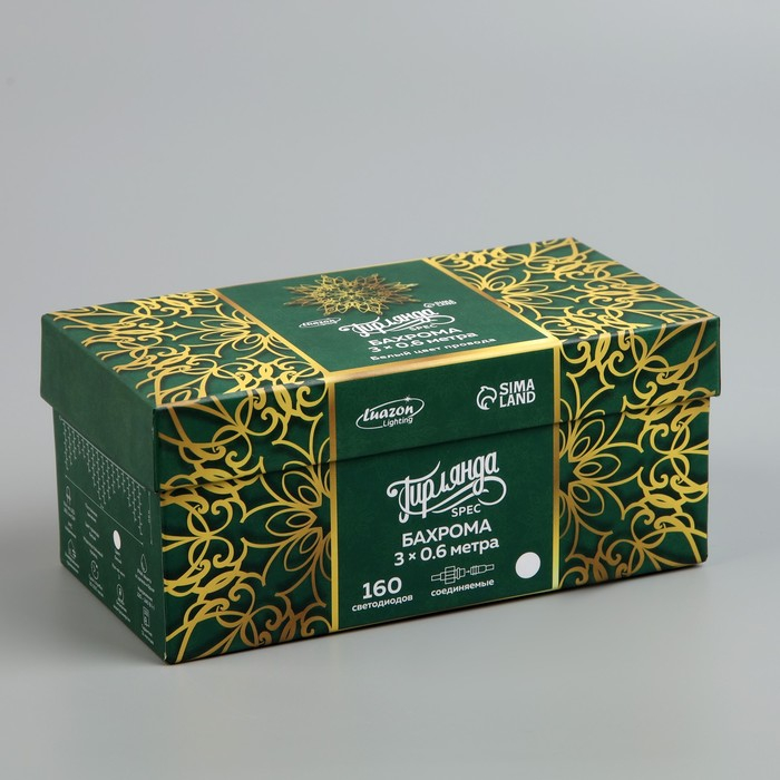 Гирлянда «Бахрома» 3 × 0.6 м, IP44, УМС, белая нить, 160 LED, свечение белое, 220 В Гирлянда «Бахрома» 3 × 0.6 м, IP44, УМС, белая нить, 160 LED, свечение белое, 220 В