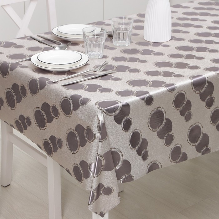 Клеёнка на стол на тканевой основе «Пузыри», рулон 20 метров, ширина 137 см, толщина 0,22 мм, цвет серебряный Клеёнка на стол на тканевой основе «Пузыри», рулон 20 метров, ширина 137 см, толщина 0,22 мм, цвет серебряный