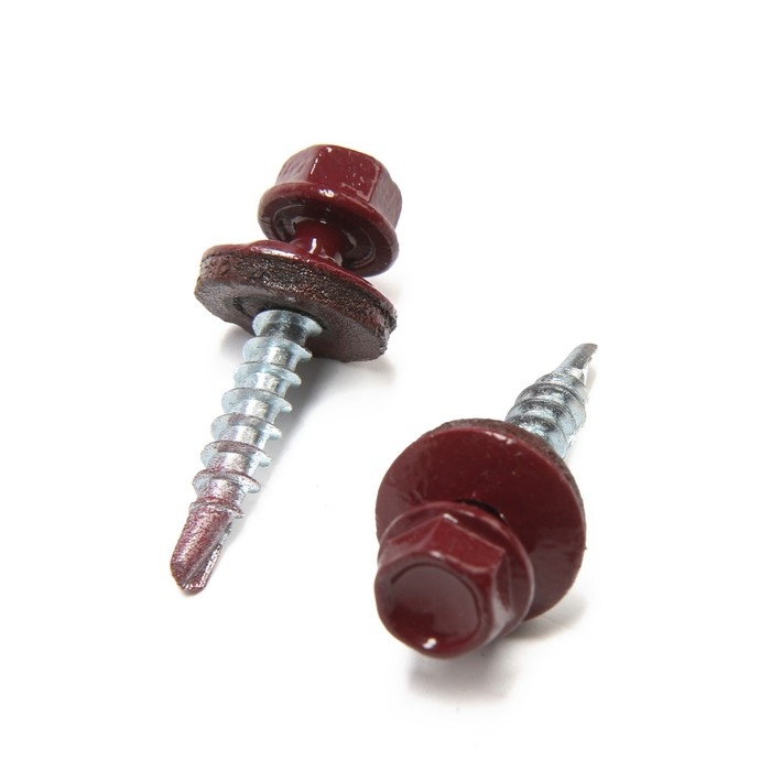 Саморезы кровельные 4,8х30 мм, RAL3005 цвет бордовый, 200 шт. Саморезы кровельные 4,8х30 мм, RAL3005 цвет бордовый, 200 шт.