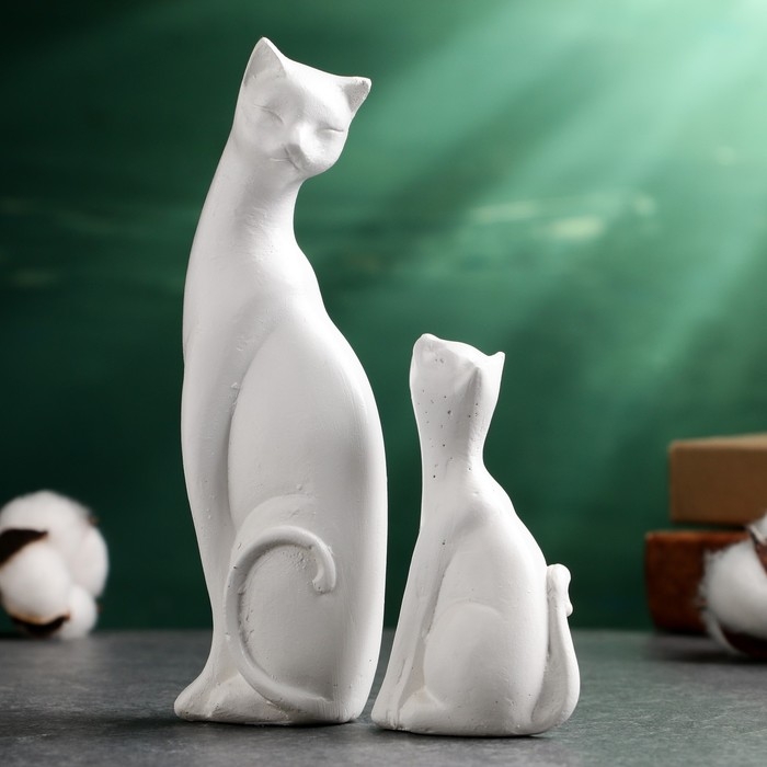 Фигура Фигура "Котики" белые, набор 2шт, 16/10см