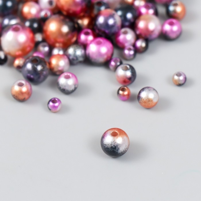 Бусины для творчества пластик Бусины для творчества пластик "Круглые. Градиент. Русалка бордо" d=3-8мм, набор 10 гр
