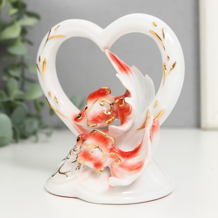 Сувенир керамика Сувенир керамика "Золотые рыбки в сердце" МИКС 12х7,5х12 см