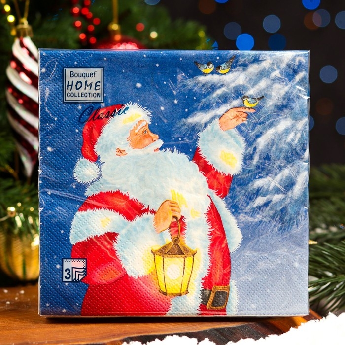 Новогодние салфетки бумажные Home Collection «Дед Мороз и синичка», 3 слоя, 33х33, 20 шт. Новогодние салфетки бумажные Home Collection «Дед Мороз и синичка», 3 слоя, 33х33, 20 шт.