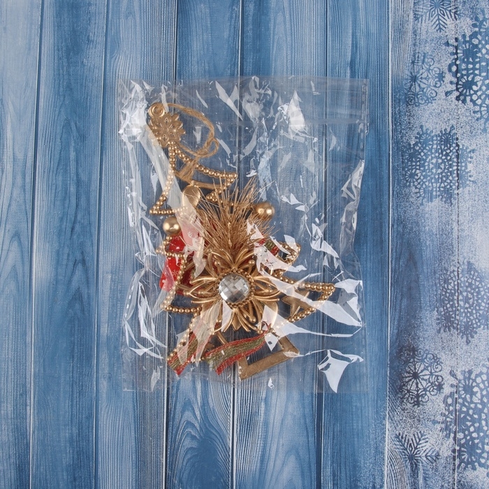 Украшение ёлочное Украшение ёлочное "Ёлочка с цветком" 16х10 см, золото