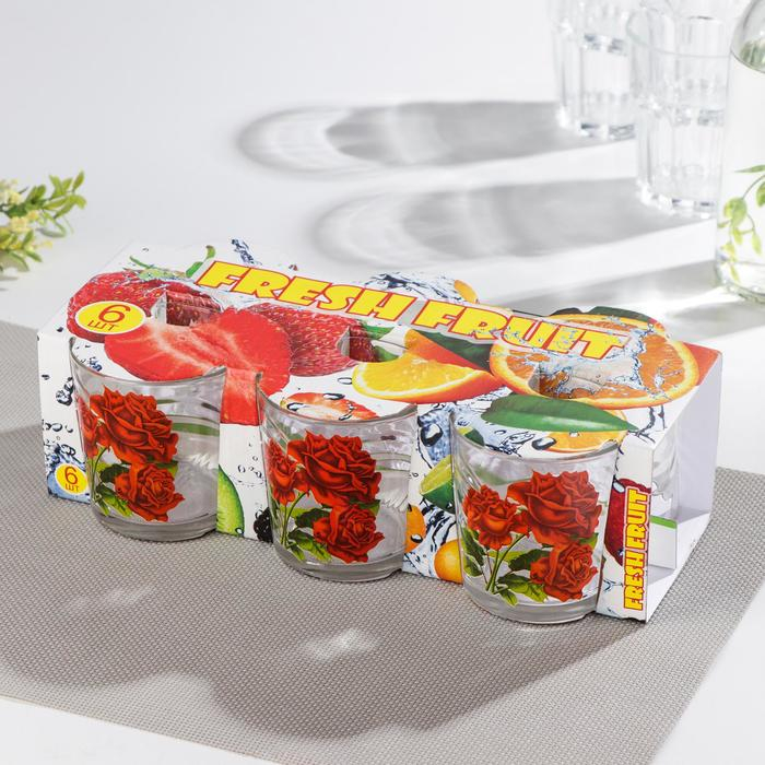 Набор стаканов для коктейля «Букеты», 210 мл, 6 шт, рисунок МИКС Набор стаканов для коктейля «Букеты», 210 мл, 6 шт, рисунок МИКС