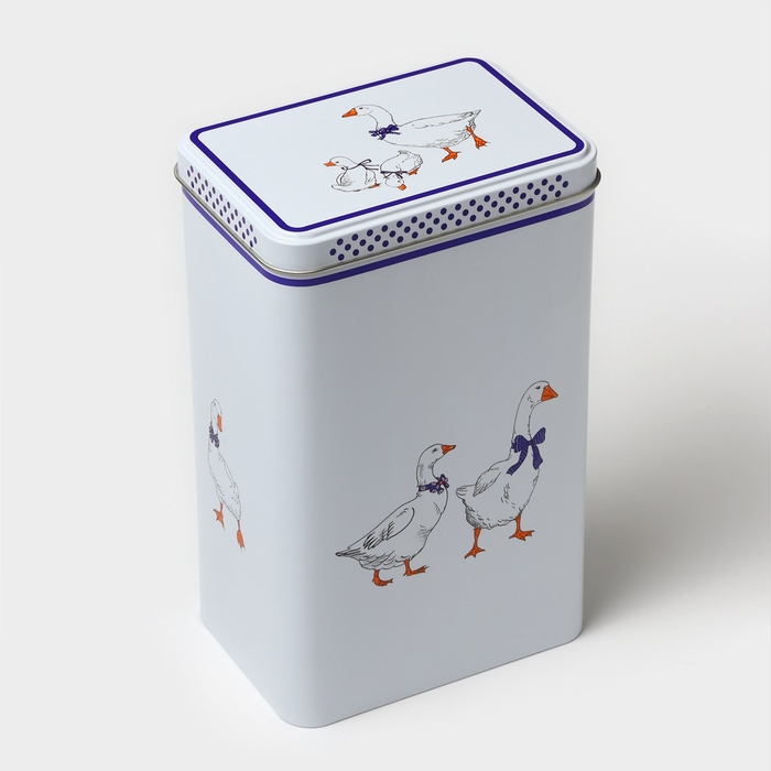 Банка для сыпучих продуктов «Гуси»,2,7 л, 13,5 х 9,5 х 21,5 см, жесть