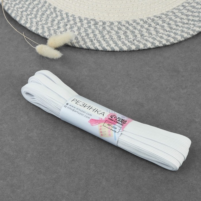 Резинка вязаная, 10 мм, 10 ± 0,5 м, цвет белый Резинка вязаная, 10 мм, 10 ± 0,5 м, цвет белый