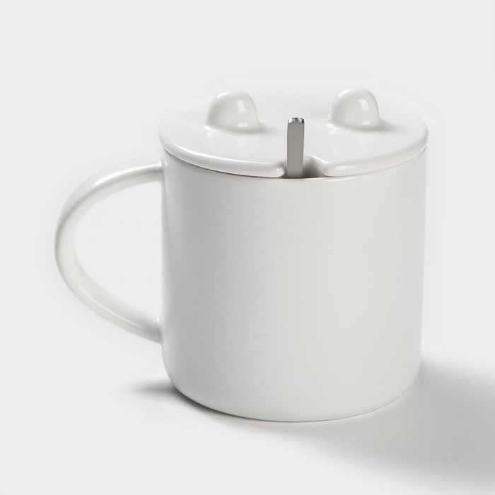 Кружка керамическая с ложкой «Панда», 350 мл, цвет белый Кружка керамическая с ложкой «Панда», 350 мл, цвет белый