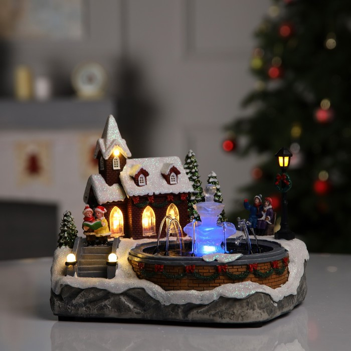 Светодиодная фигура «Новогодний фонтан» 23 × 18 × 13 см, полистоун, батарейки ААх3 (не в комплекте), USB, свечение тёплое белое Светодиодная фигура «Новогодний фонтан» 23 × 18 × 13 см, полистоун, батарейки ААх3 (не в комплекте), USB, свечение тёплое белое