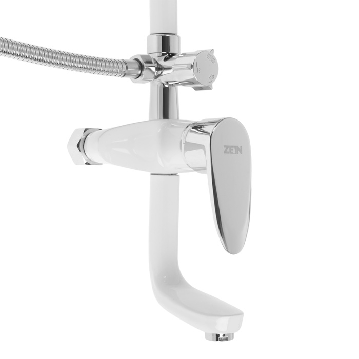 Душевая система ZEIN Z1012, смеситель, тропическая и ручная лейка, латунь, белый/хром Душевая система ZEIN Z1012, смеситель, тропическая и ручная лейка, латунь, белый/хром