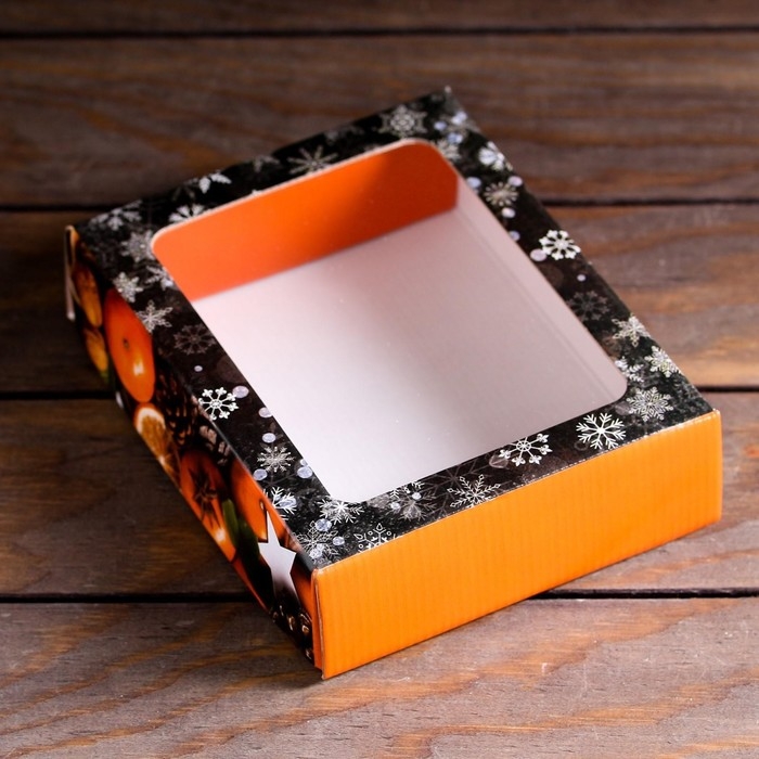 Новый год. Коробка подарочная, крышка-дно, с окном Новый год. Коробка подарочная, крышка-дно, с окном "С Новым Годом", 18 х 15 х 5 см.