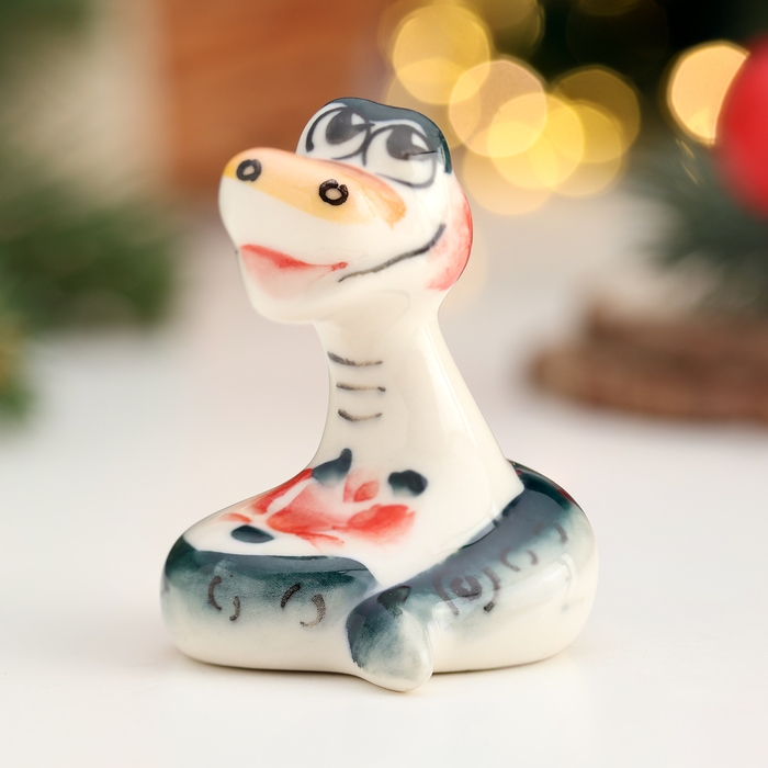 Новый год. Сувенир символ года  Новый год. Сувенир символ года "Змей Вася", гжель, цвет, 5,5 см