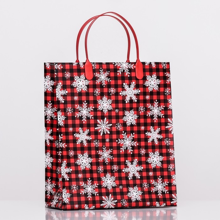 Новый год. Пакет  Новый год. Пакет "Снежинка в клеточку", мягкий пластик, 26х23 см.