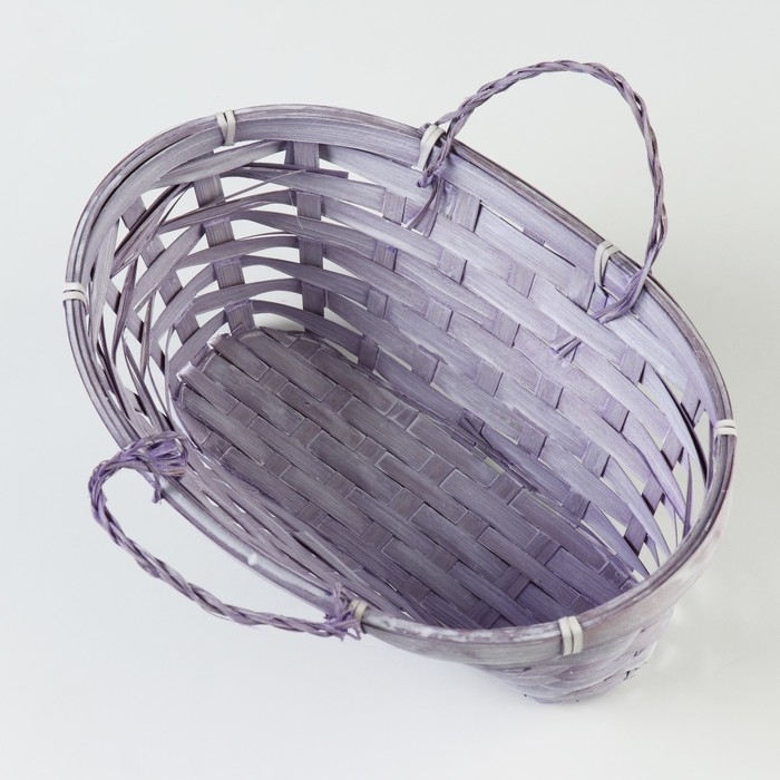 Корзина плетеная, D26 х 13 х 11 см, фиолетовая, бамбук Корзина плетеная, D26 х 13 х 11 см, фиолетовая, бамбук