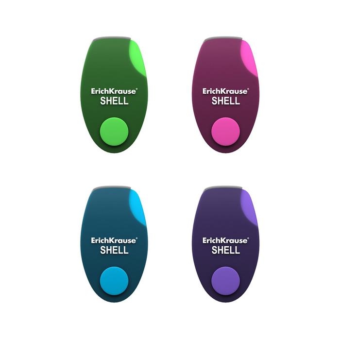 Ластик в пластиковом футляре ErichKrause Shell, мягкий, гипоаллергенный, МИКС Ластик в пластиковом футляре ErichKrause Shell, мягкий, гипоаллергенный, МИКС