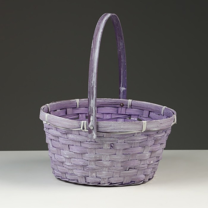 Корзина плетеная, D26 х 12/30 см, фиолетовая, бамбук Корзина плетеная, D26 х 12/30 см, фиолетовая, бамбук