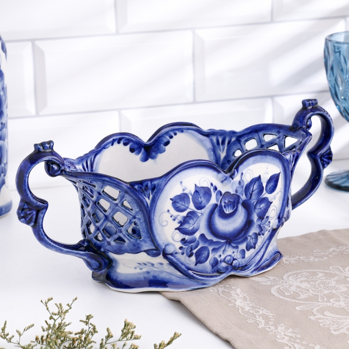 Фруктовница  Фруктовница "Версаль", 14 х 31 см, гжель