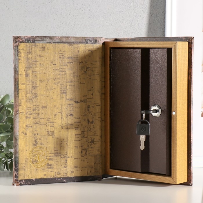 Сейф-книга дерево, кожзам, зеркало Сейф-книга дерево, кожзам, зеркало "Полёт на воздушном шаре" 24х16х5 см