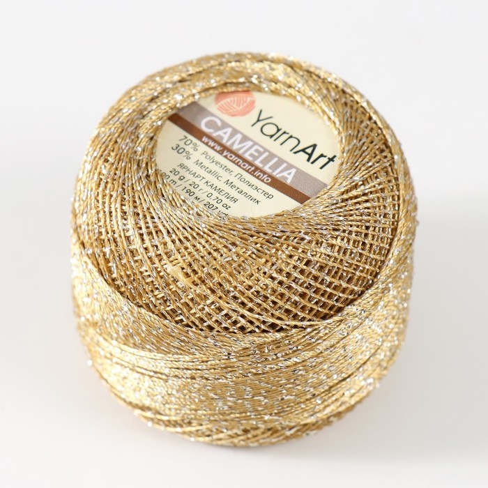 Пряжа Пряжа "Camelia" 70% полиэстер, 30% люрекс 190м/20гр (2440 золото)