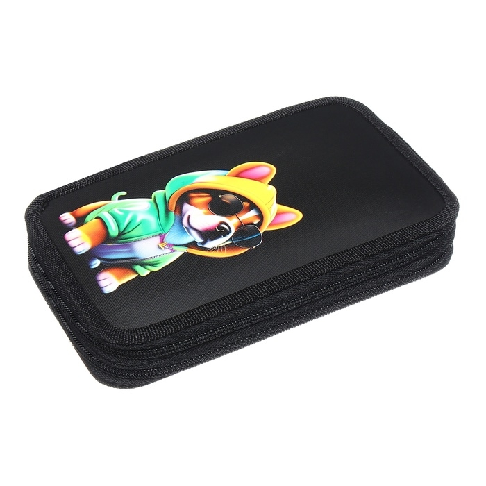 Пенал 2 секции, 125 х 205 х 40 мм, Calligrata 30П26/2  Пенал 2 секции, 125 х 205 х 40 мм, Calligrata 30П26/2 "Бульдог", ламинированный картон