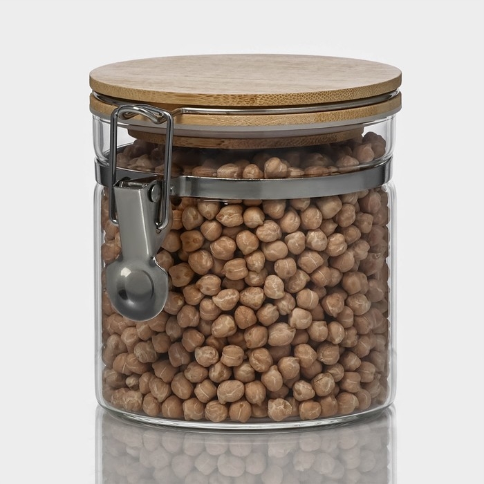 Банка стеклянная для хранения сыпучих продуктов «Эко», 650 мл, 10×11 см, с бугельным замком