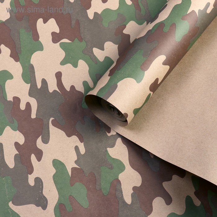 Бумага упаковочная крафт Бумага упаковочная крафт "Камуфляж Лес", 70 г/м² ,0,7 х 10 м