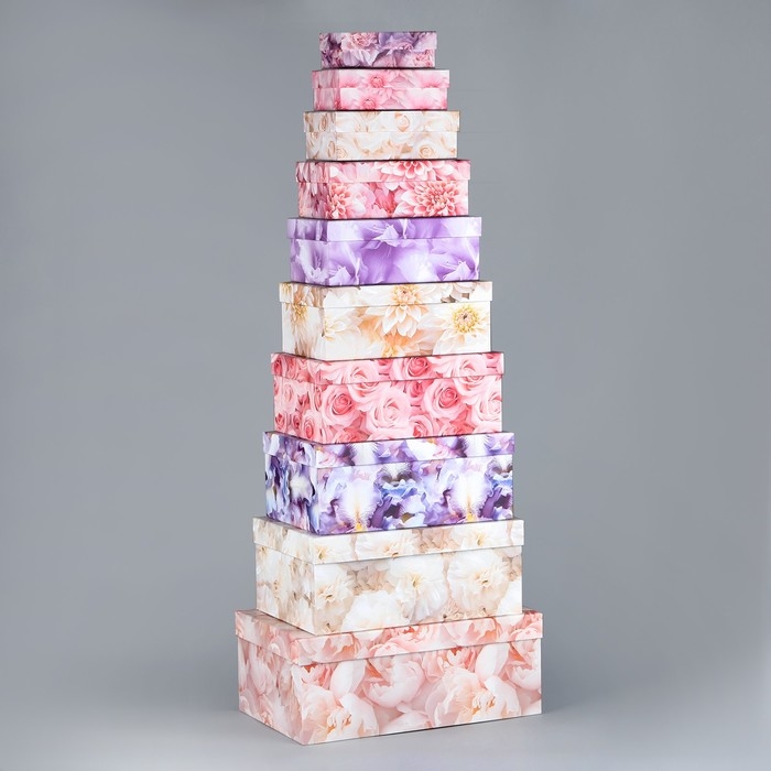 Набор коробок 10 в 1, упаковка подарочная, «Цветы», 12 х 7 х 4 - 32.5 х 20 х 12.5 см Набор коробок 10 в 1, упаковка подарочная, «Цветы», 12 х 7 х 4 - 32.5 х 20 х 12.5 см