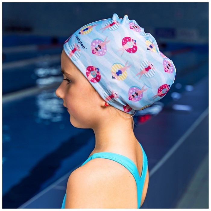 Шапочка для плавания детская ONLYTOP CAKE, тканевая, обхват 46-50 см Шапочка для плавания детская ONLYTOP CAKE, тканевая, обхват 46-50 см
