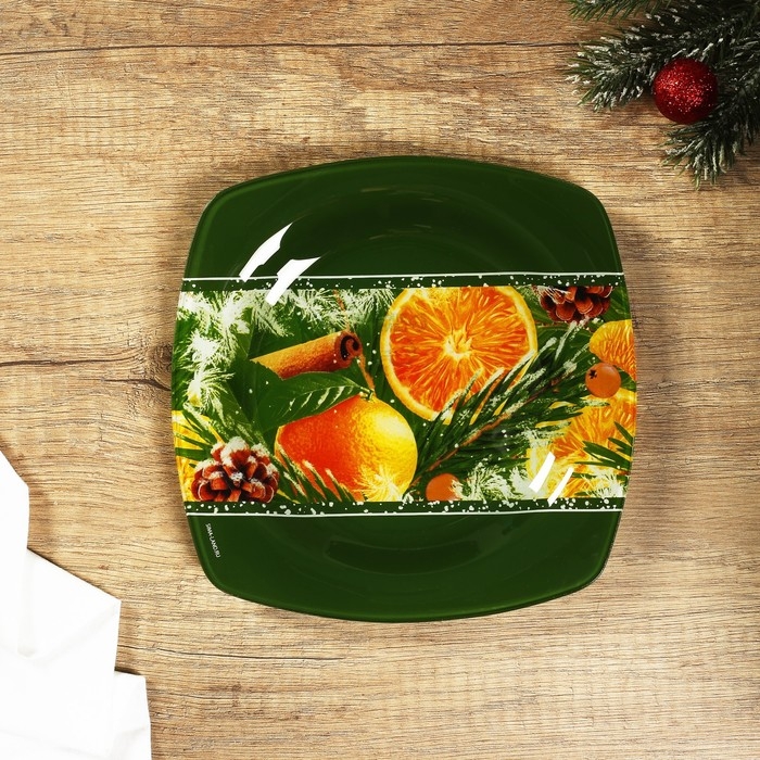 Новый год. Тарелка стеклянная «Аромат праздника», 20 см Новый год. Тарелка стеклянная «Аромат праздника», 20 см