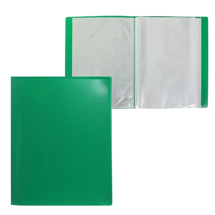 Папка с 80 вкладышами А4, 700 мкм, Calligrata, текстура Папка с 80 вкладышами А4, 700 мкм, Calligrata, текстура "песок", зелёная