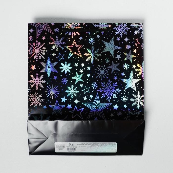 Пакет голографический вертикальный «Волшебного Нового года», M 26 x 30 х 9 см , Новый год Пакет голографический вертикальный «Волшебного Нового года», M 26 x 30 х 9 см , Новый год