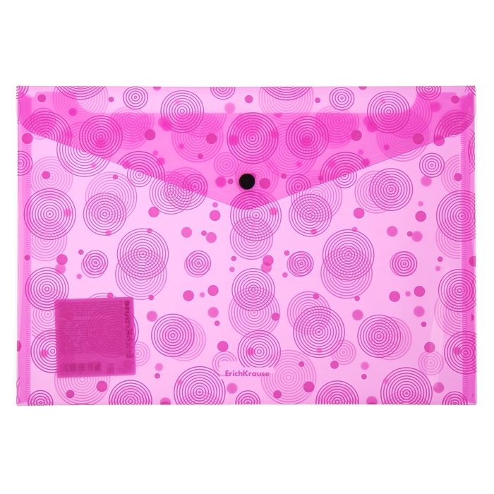 Папка-конверт на кнопке А4, 180 мкм, ErichKrause Папка-конверт на кнопке А4, 180 мкм, ErichKrause "Neon Dots", глянцевая, полупрозрачная, с рисунком