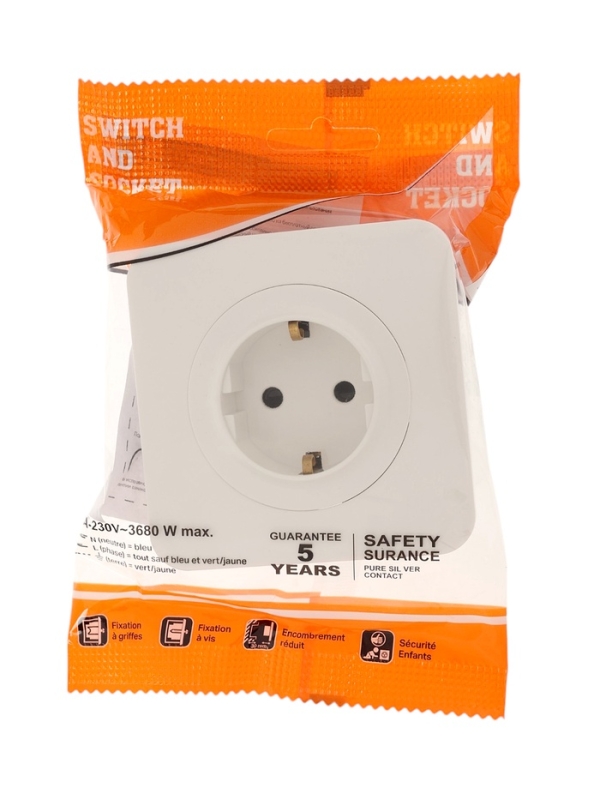 Розетка одноместная, серия  Розетка одноместная, серия "Circular", 16 А, скрытая, с з/к, белая