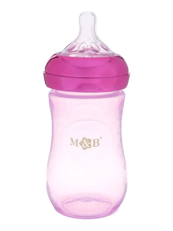 Бутылочка для кормления с наклейками Juicy от 0 мес., 250 мл., фиолетовая, M&B