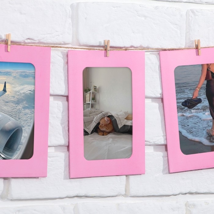 Гирлянда для фотографий с прищепками «Розовая», 6 шт Гирлянда для фотографий с прищепками «Розовая», 6 шт