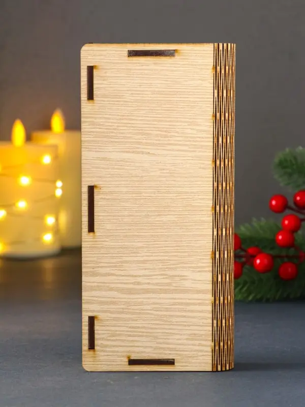 Конверт для денег деревянный  Конверт для денег деревянный "Новый год со свечой", 18х2,4х8 см