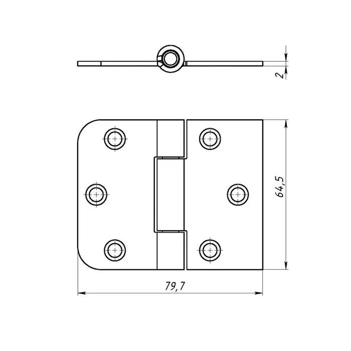 Петля накладная ПНУ-65, покрытие цинк, 100 шт Петля накладная ПНУ-65, покрытие цинк, 100 шт