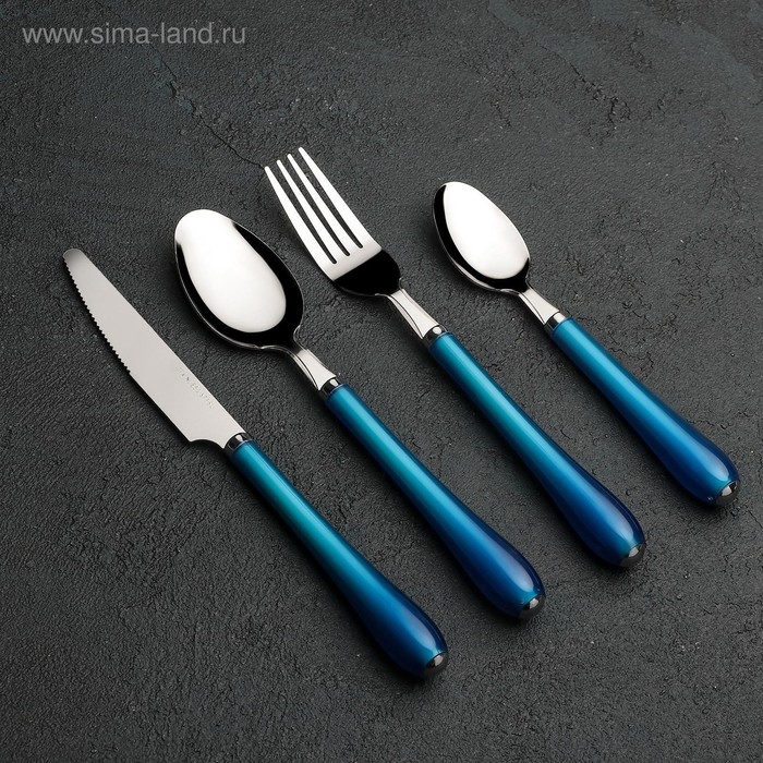 Набор столовых приборов из нержавеющей стали Доляна «Леденцы», 4 предмета, цвет МИКС Набор столовых приборов из нержавеющей стали Доляна «Леденцы», 4 предмета, цвет МИКС