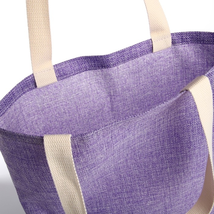 Шопер без застёжки, из текстиля, цвет сиреневый Шопер без застёжки, из текстиля, цвет сиреневый