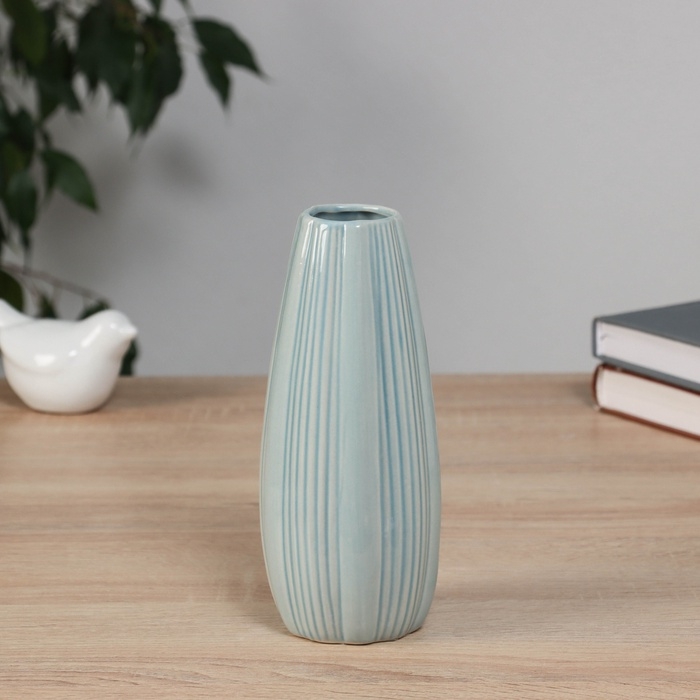 Ваза керамика настольная Ваза керамика настольная "Солвейг" бочка, 17,5х6,5 см, голубой