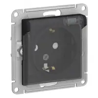 ATLASDESIGN AQUA РОЗЕТКА с заземлением со шторкамис прозрачной крышкой, 16А, IP44, механизм, КАРБОН