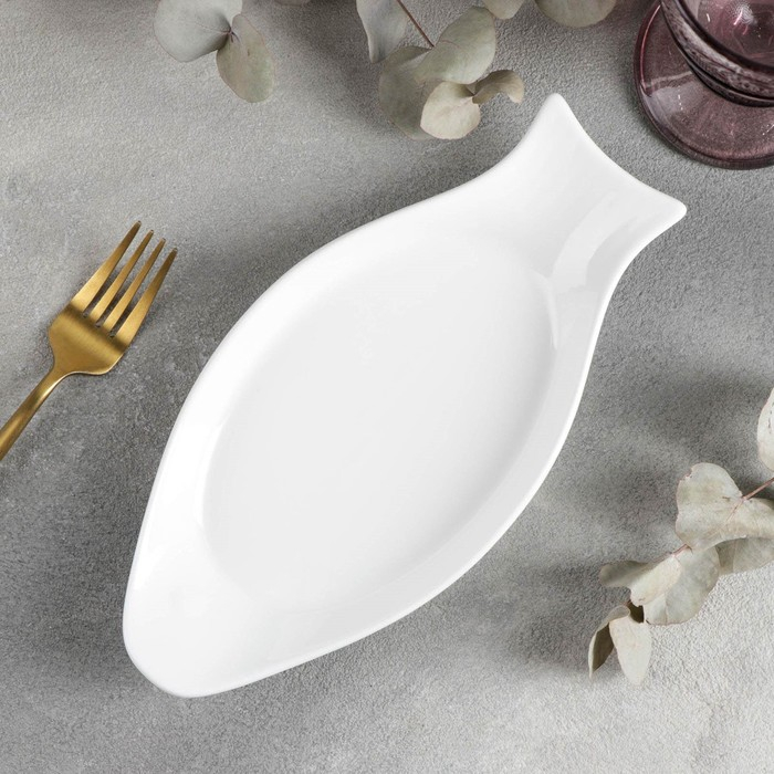 Блюдо фарфоровое для рыбы Wilmax, 25,5×12 см, цвет белый Блюдо фарфоровое для рыбы Wilmax, 25,5×12 см, цвет белый