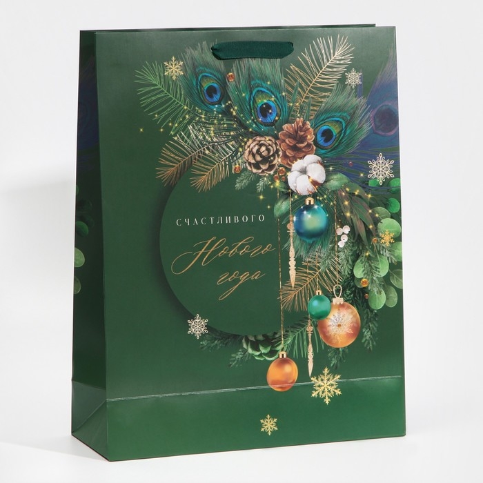 Пакет подарочный новогодний ламинированный «Малахит», L 31 х 40 х 11,5 см, Новый год Пакет подарочный новогодний ламинированный «Малахит», L 31 х 40 х 11,5 см, Новый год