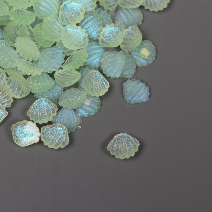 Декор для творчества акрил Декор для творчества акрил "Ракушка" зелёный, светится в темноте набор 100 шт 0,9х1 см