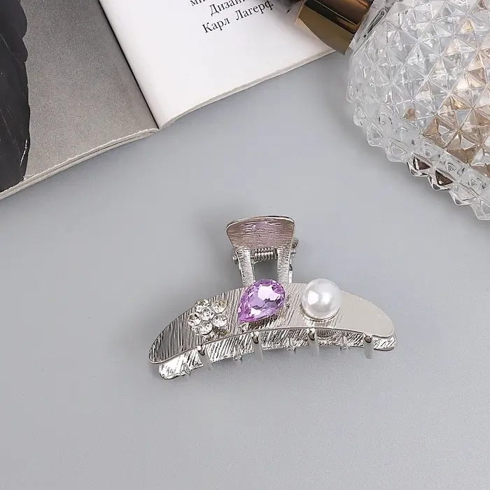 Крабик для волос &laquo;Либерти галант&raquo;, дуга, 6 см, серебристый