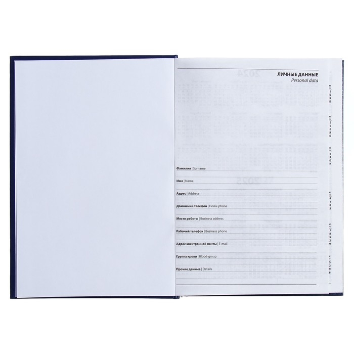 Ежедневник полудатированный на 4 года А5, 192 листа, обложка бумвинил, синий Ежедневник полудатированный на 4 года А5, 192 листа, обложка бумвинил, синий