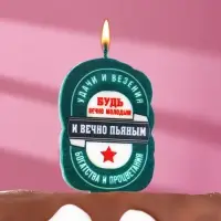 Свеча для торта «Вечно пьяный», 6.5 см, зеленая