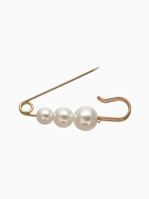 Булавка &laquo;Три жемчужины&raquo;, 6 см, белая в золоте