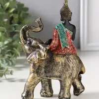 Сувенир полистоун "Будда в ярком наряде, на слоне" 5,5х11х16,5 см